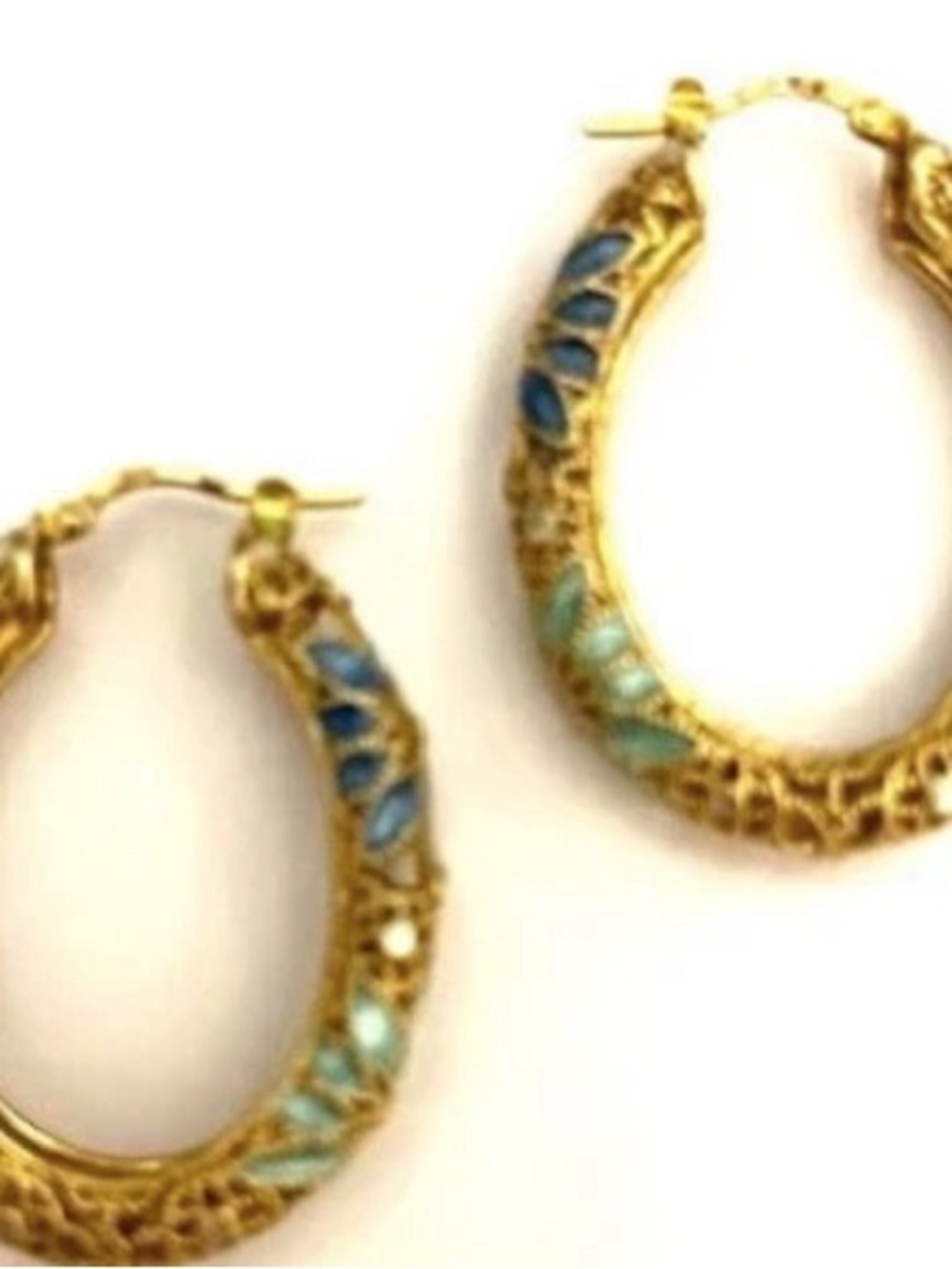 Mia Fiore Earrings enamel filagree hoops 18k Gold filled